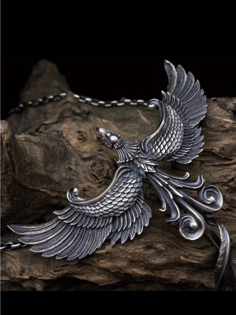 Silver Phoenix Pendant Necklace - unisex